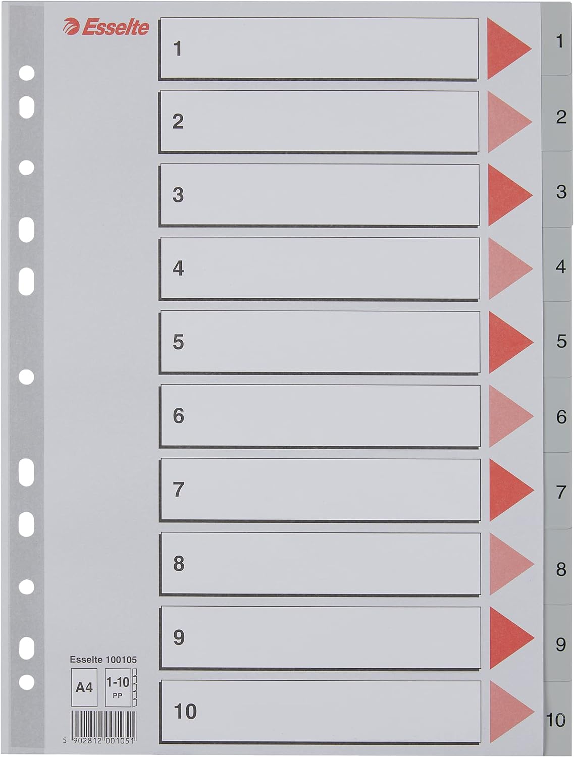 1-10 Rakam Separatör, A4, Gri, 100105