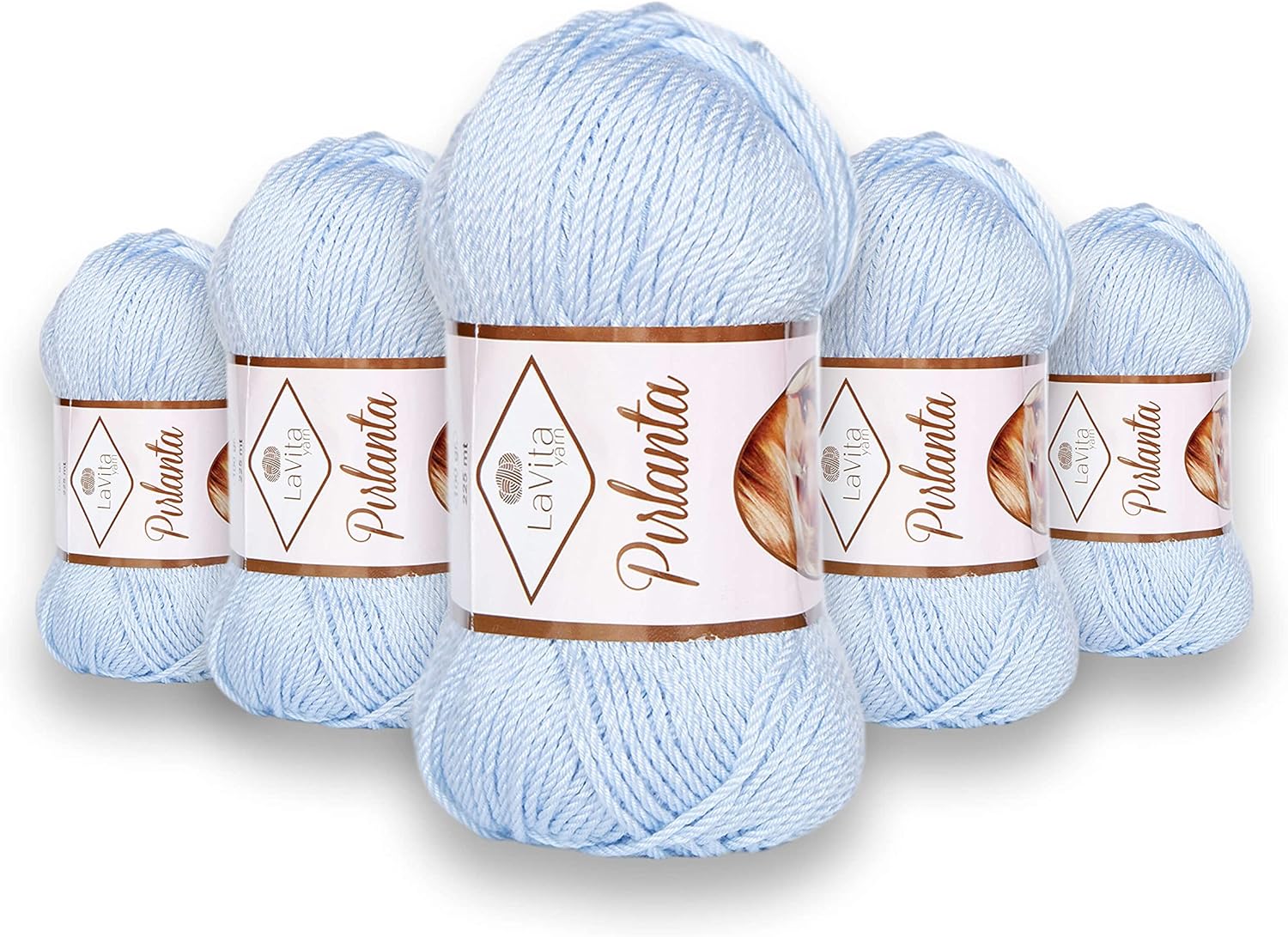 LaVita Yarn Pırlanta Amigurimi, El Örgü İpi, 5'li Paket Taka Yarn (5041-BebeMavi)