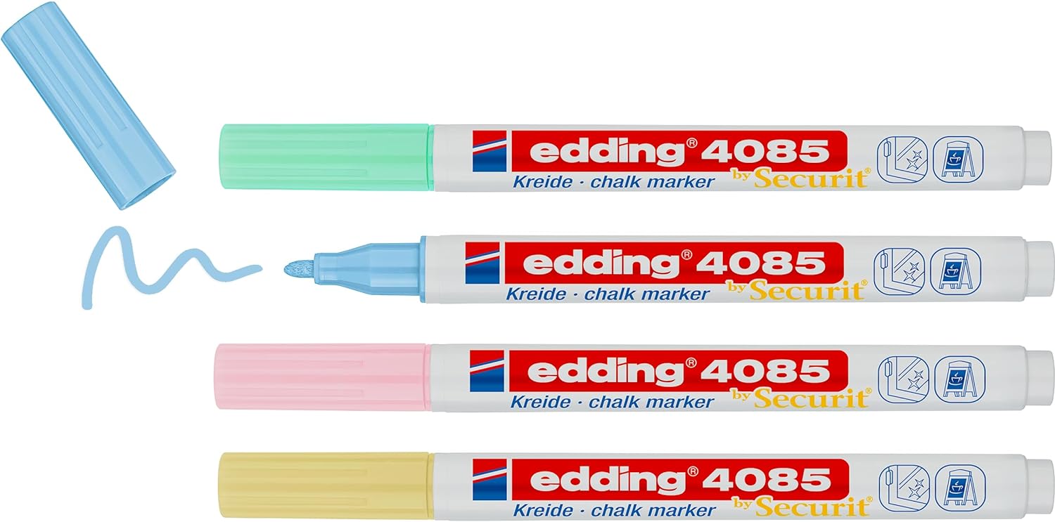 4085 tebeşir kalemi - sarı, yeşil, pembe, mavi (pastel) - 4 tebeşir kalemi - yuvarlak uçlu 1-2 mm