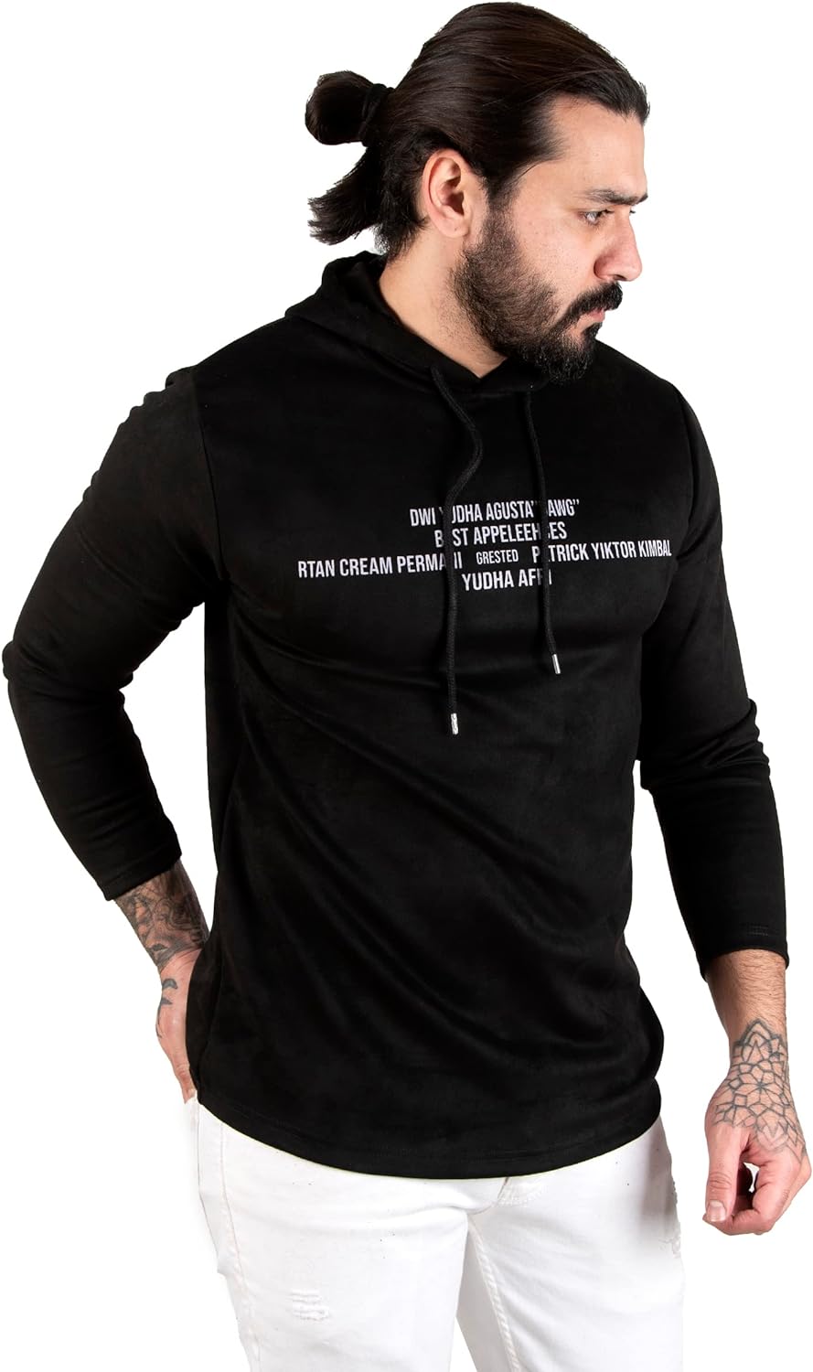 Önü Yudha Baskılı Yeni Sezon Kadife Erkek Sweatshirt 2303082