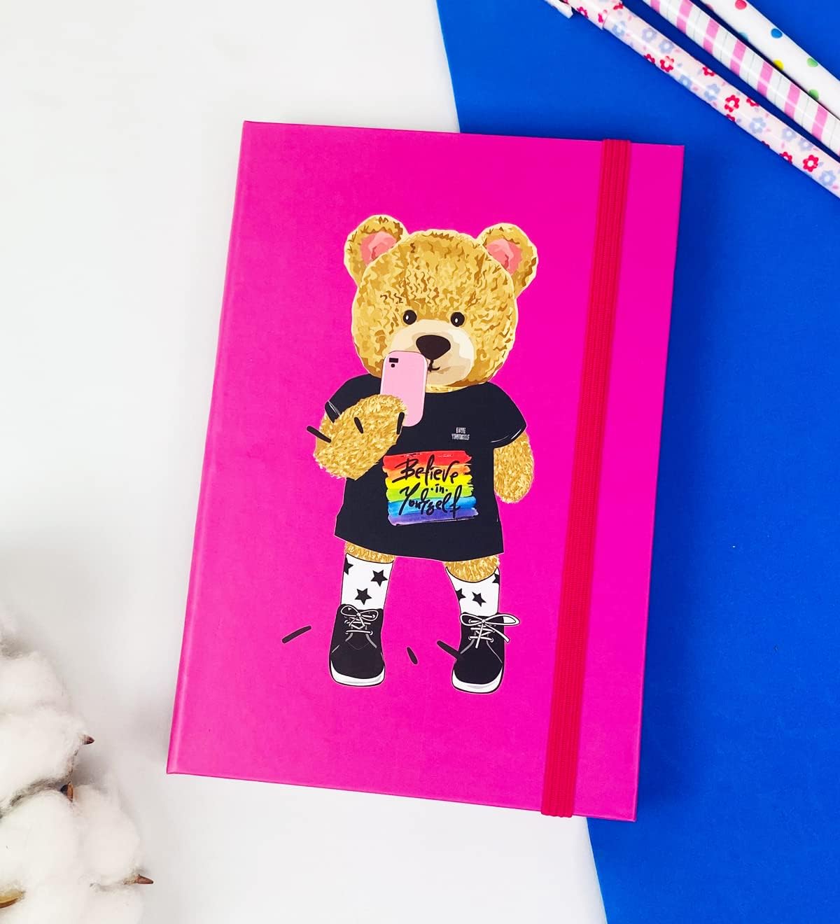 Believe In Yorself Bear Tasarımlı Lastikli Defter