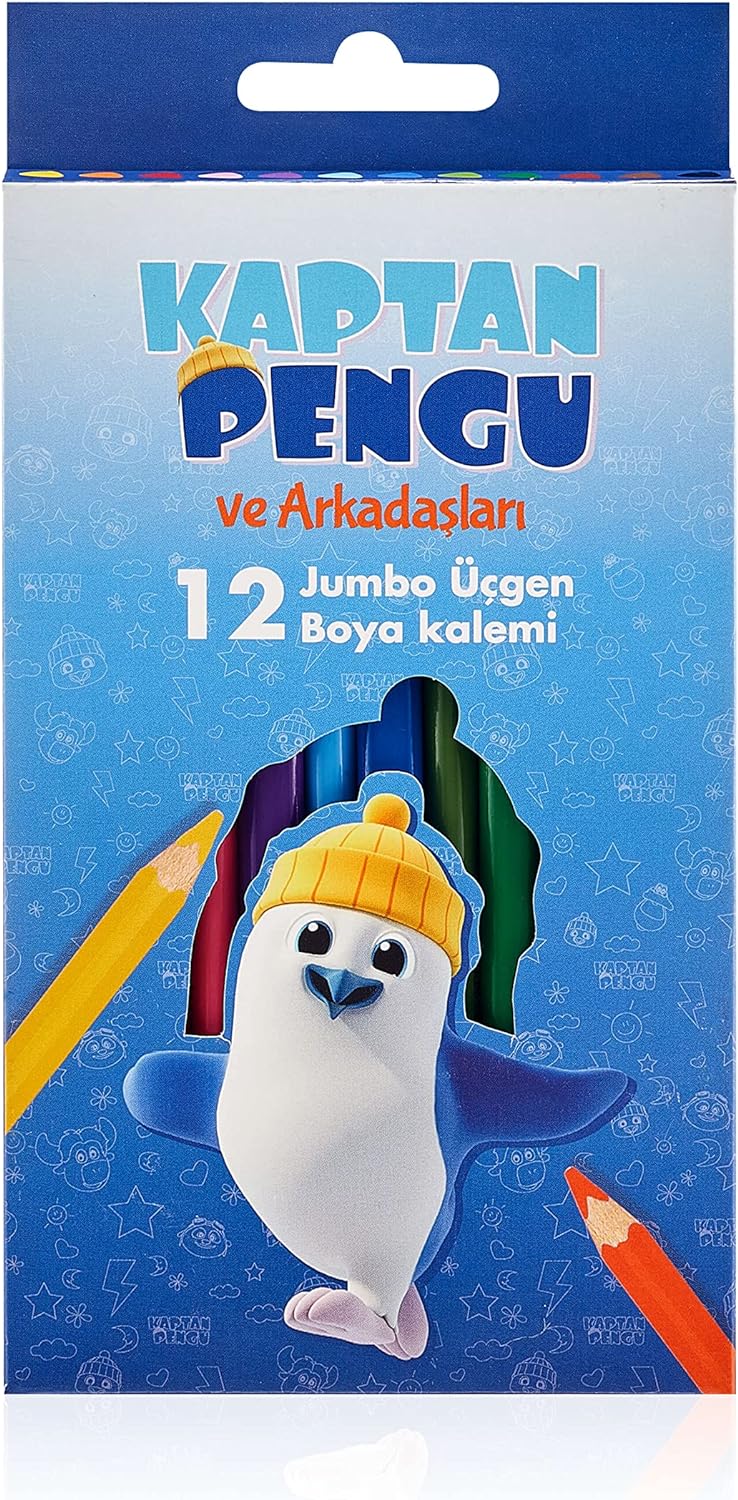 ADEL Kaptan Pengu ve Arkadaşları Üçgen  Boya Kalemi 12 Renk