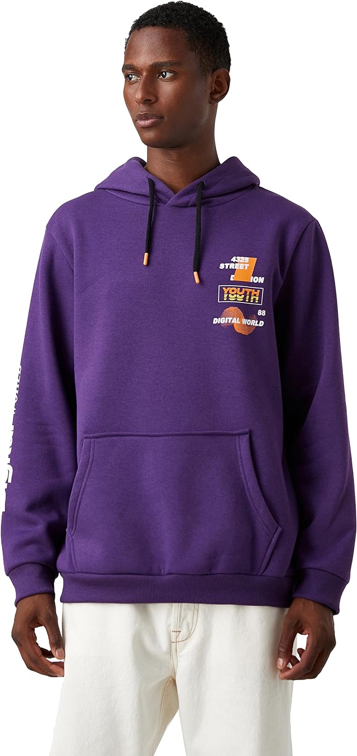 Baskılı Kapşonlu Sweatshirt ŞardonluSweatshirtErkek