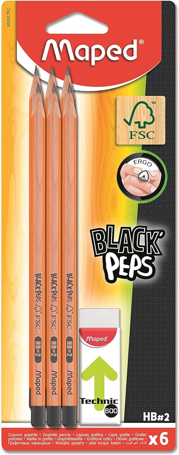 BLACK PEP'S 6'LI KURŞUN KALEM VE SİLGİ