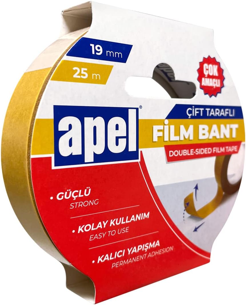 Çift Taraflı Film Bant Askılı Karton 19 mm x 25 m Şeffaf