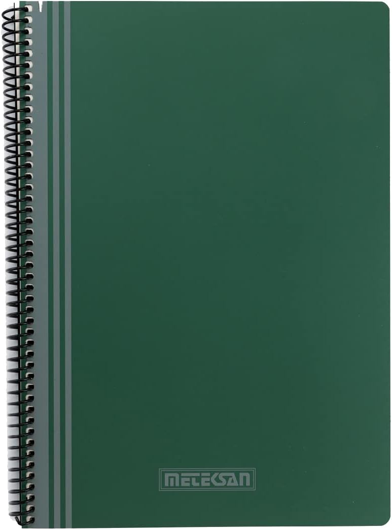 Ivory Metalik A4 Pet Spiralli PP Kapaklı Defter, 80 Yaprak, Kareli, Yeşil