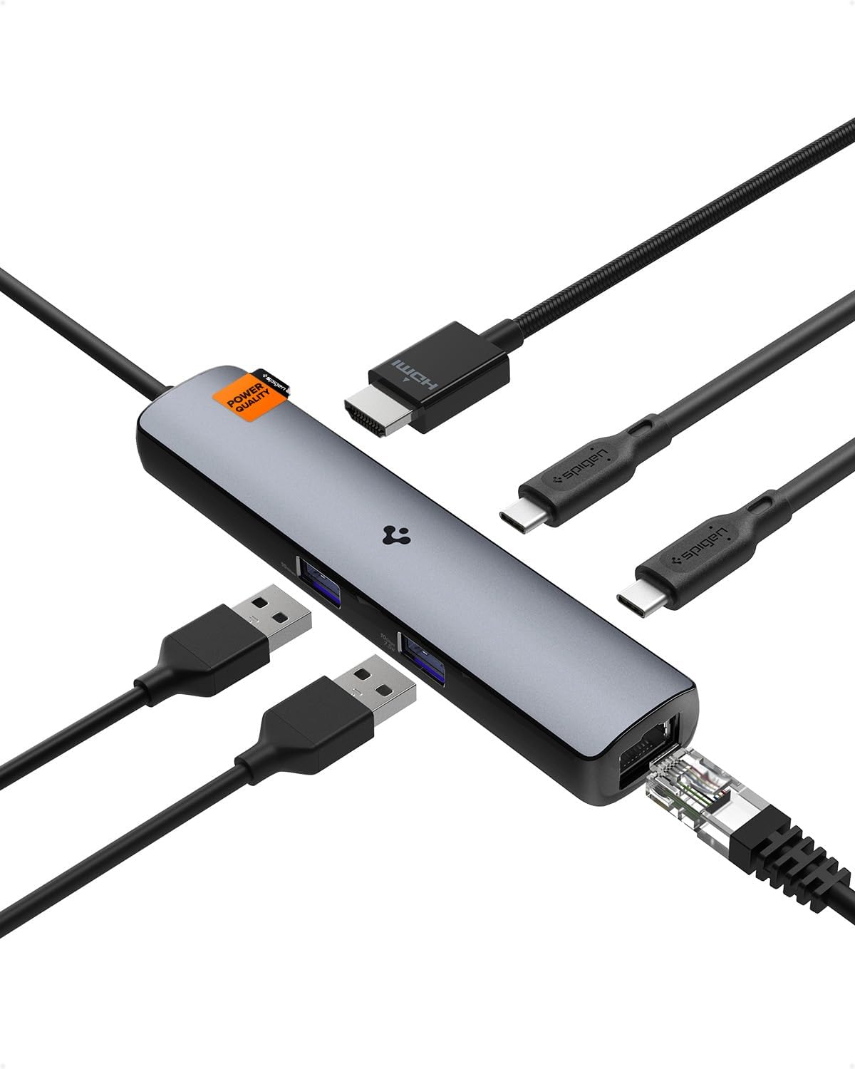 ArcDockPro 100W PD 3.0 / 6 in 1 USB-C Multi Hub / Çoklayıcı / Dönüştürücü Şarj Cihazı 6 Port / Usb4 Gen3 / 8k 60hz / Ethernet 2.5Gbps / Macbook Space Gray PD2302 - ACA06193