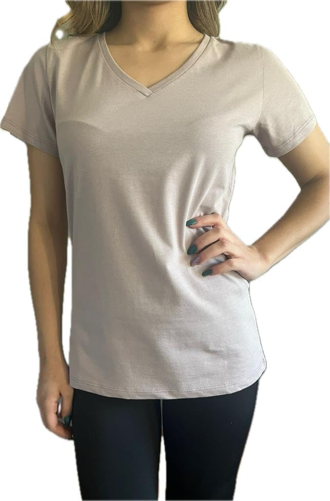 ist- Basic Tshirt V Yaka Kadın Süprem Kumaş Kısa Kollu Rahat Giyim