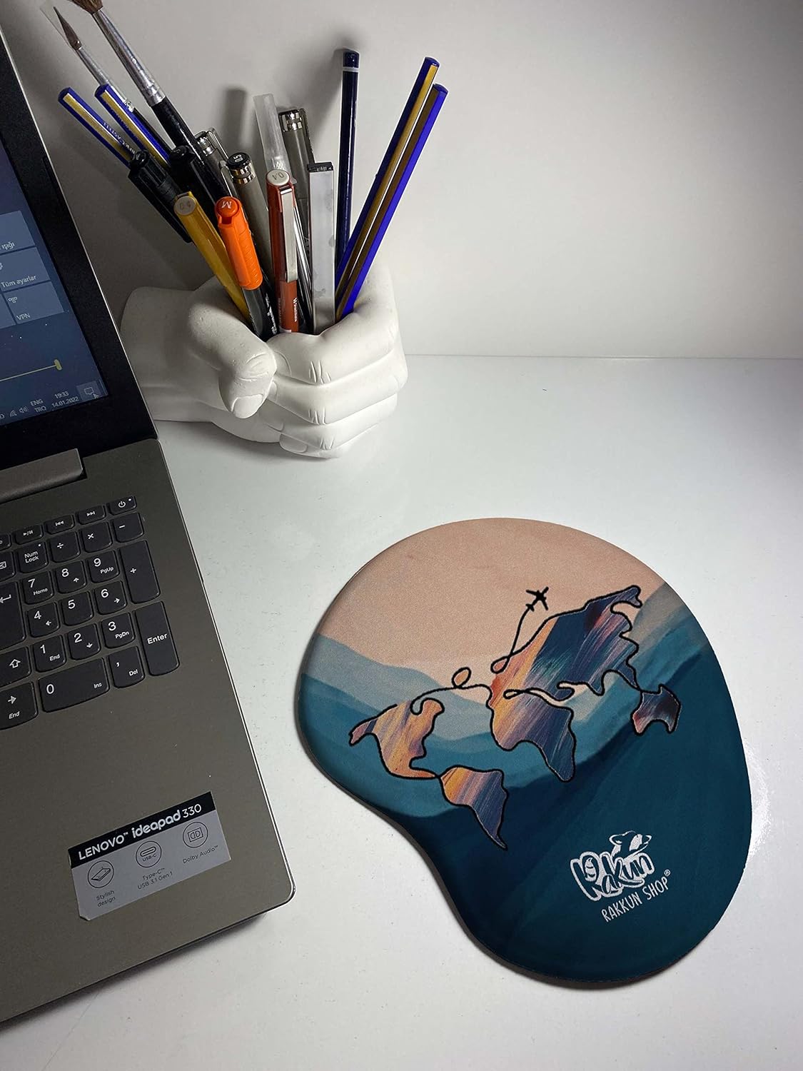 - Dünya Haritası Baskılı Bilek Destekli Mouse Pad