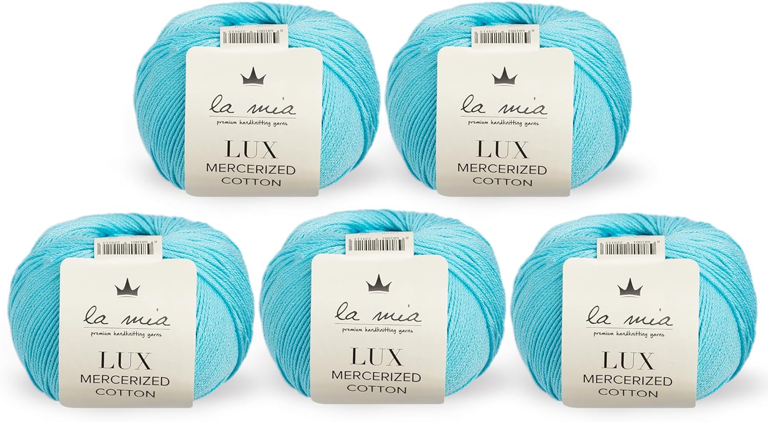 5 Yumak  Lux Mercerized Cotton,%100 Pamuk, Her Biri 50 gram / 164 metre, Kalınlık: İnce, Açık Mavi - 123