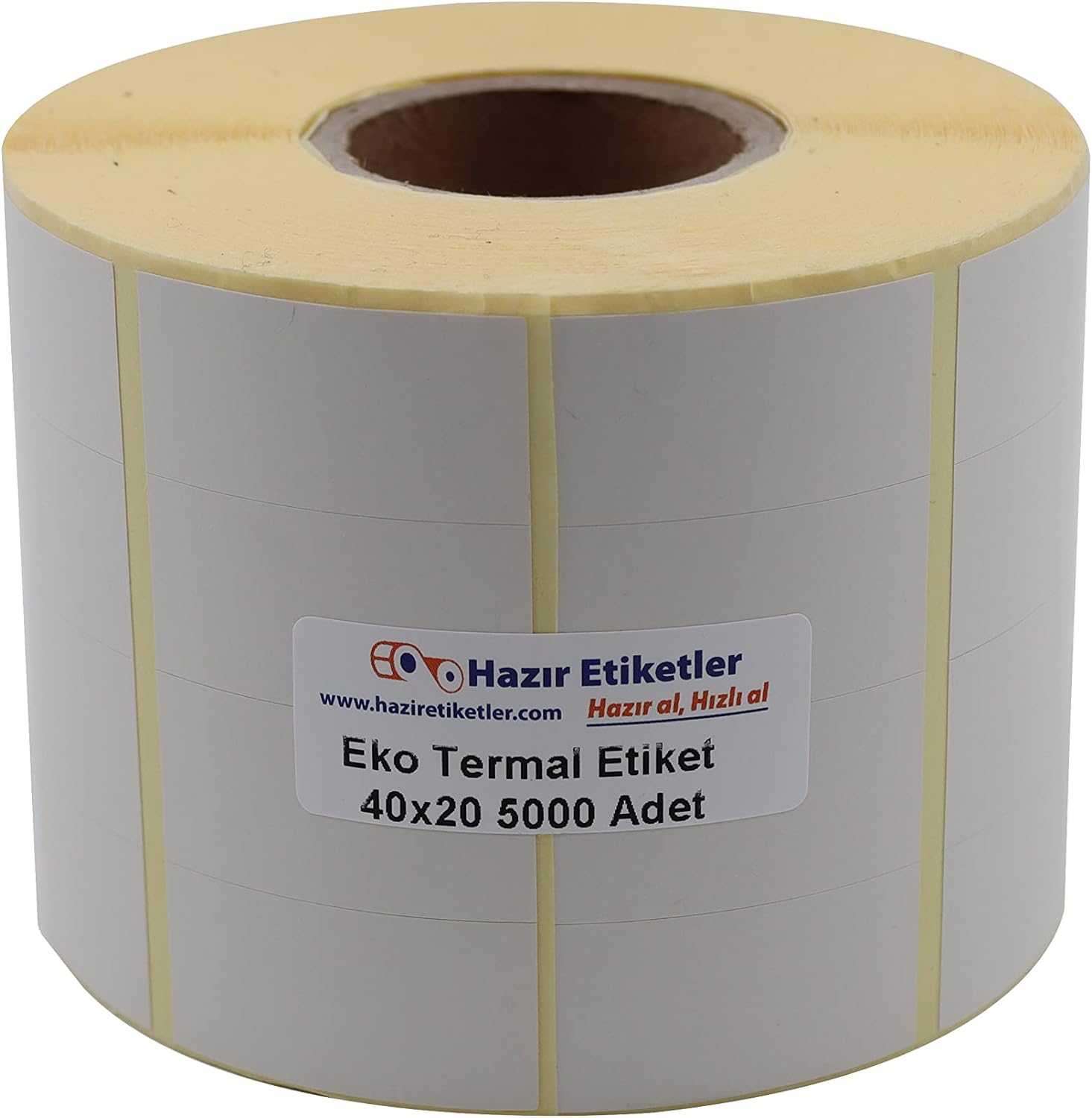 Eko Termal Etiket 20mm x 40mm 5000 Adet 4 lü Yan Yana 40mm Kuka Çapı Direk Termal Transfer Etiketi