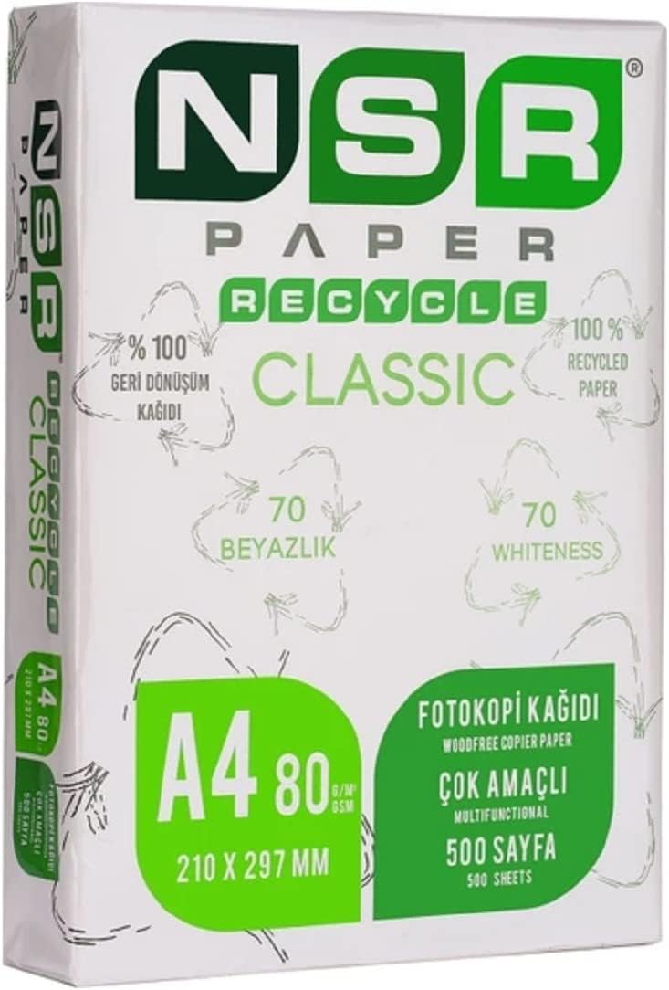 NSR PAPER Classic Geri Dönüştürülmüş A4 Fotokopi Kağıdı 80 Gr - Ürün Rengi%70 Beyazdır