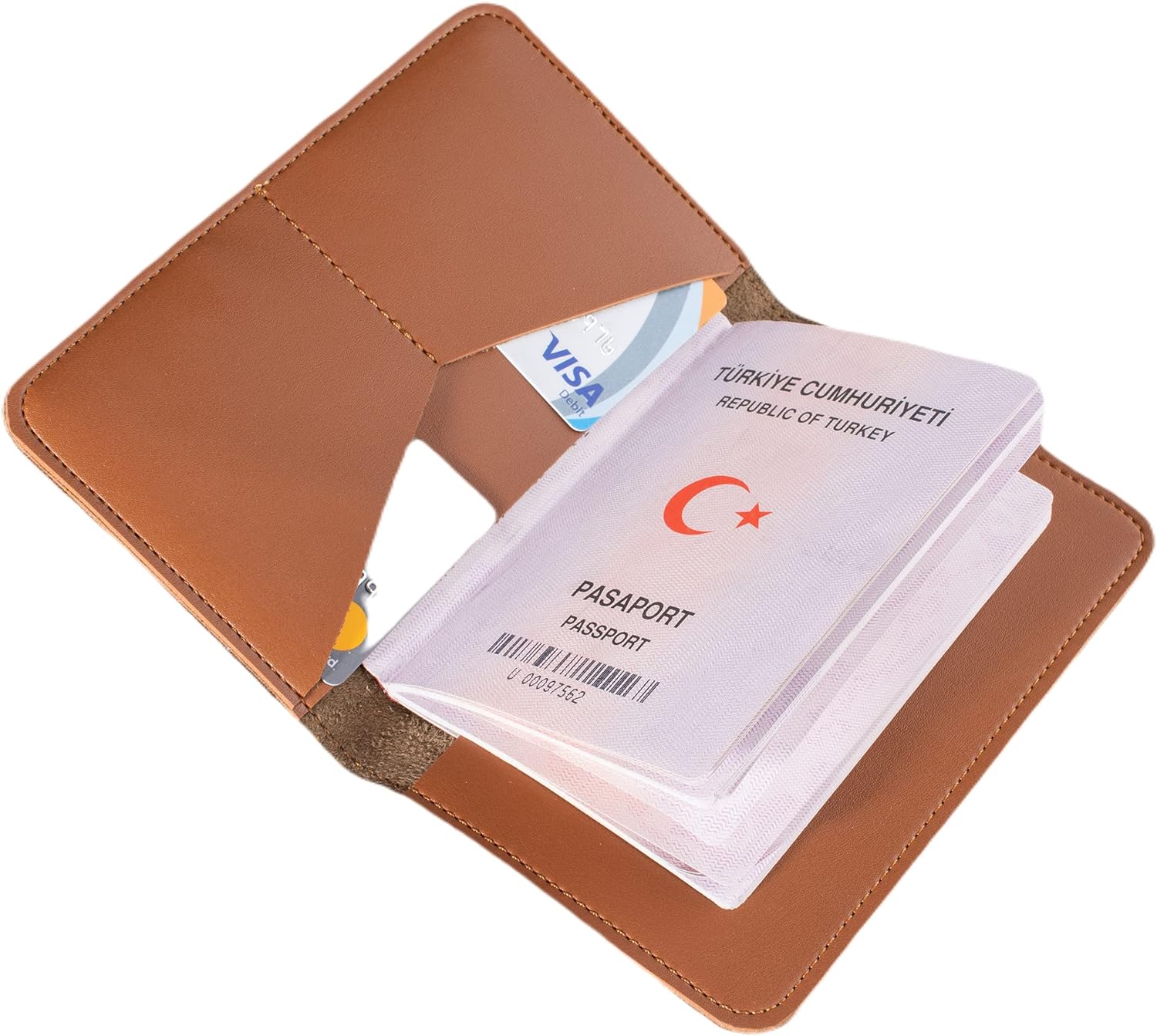 Pu Deri Pasaport Kılıfı- Pasaportluk Seyahat Cüzdanı - Pasaport Koruyucu - Not Defteri Kılıfı (KAHVERENGİ)