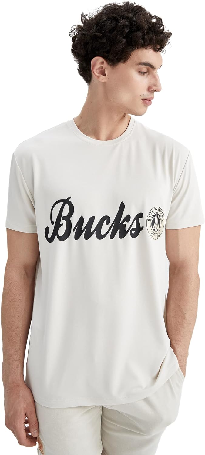 Erkek  Fit NBA Milwaukee Bucks Regular Fit Tişört