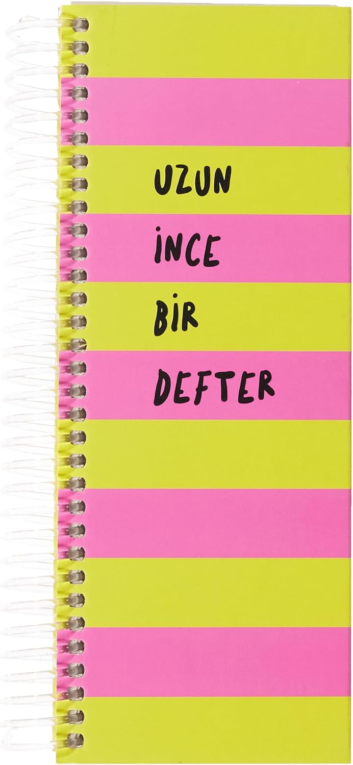 8x21 cm 140 Yaprak Düz Uzun İnce Bir Defter - Pembe