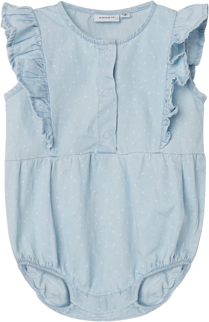 BABY NBFEVA SL DNM ROMPER 1007-BI J Açık mavi Denim, Kız Çocuk, 6-9 Ay