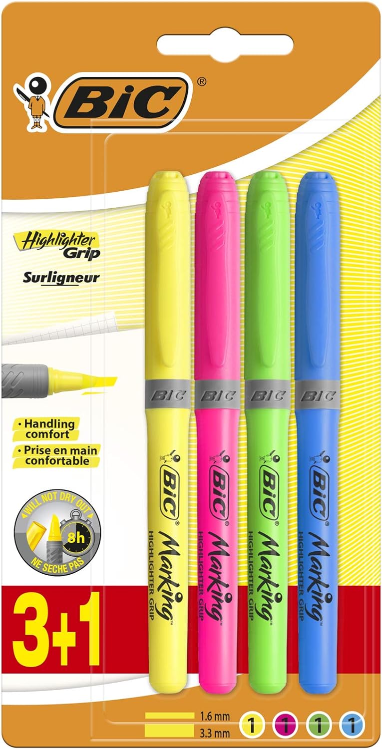 Marking Highlighter Grip Fosforlu Kalem Karışık Renk 3+1'li Blister