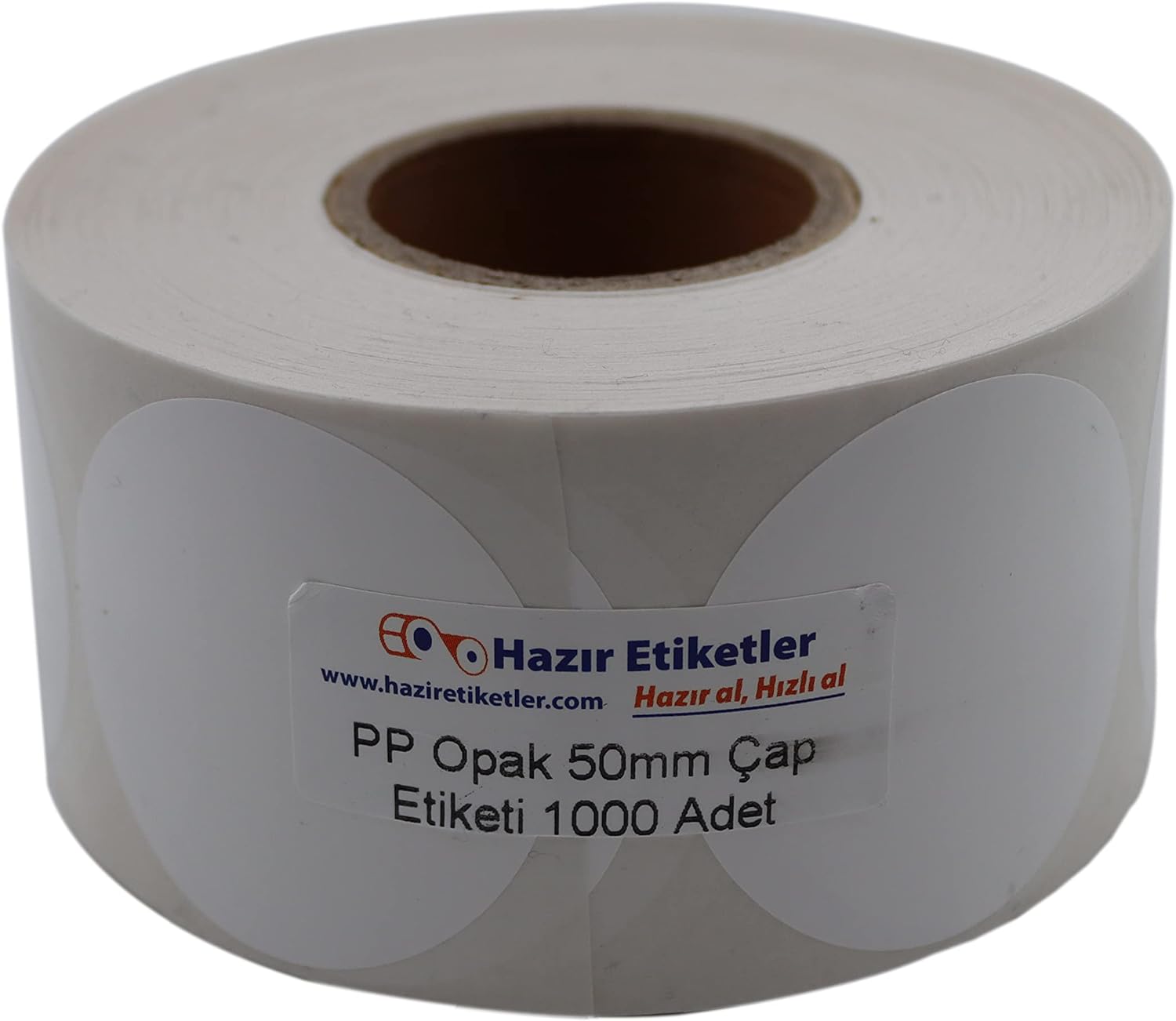 PP Opak Etiket 50mm Çap Ruloda 1000 Adet 40mm Kuka Çapında Yırtılmaya Dayanıklı Etiket