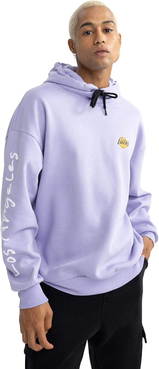 Erkek Fit NBA Los Angeles Lakers Oversize Fit Kapüşonlu Sweatshirt