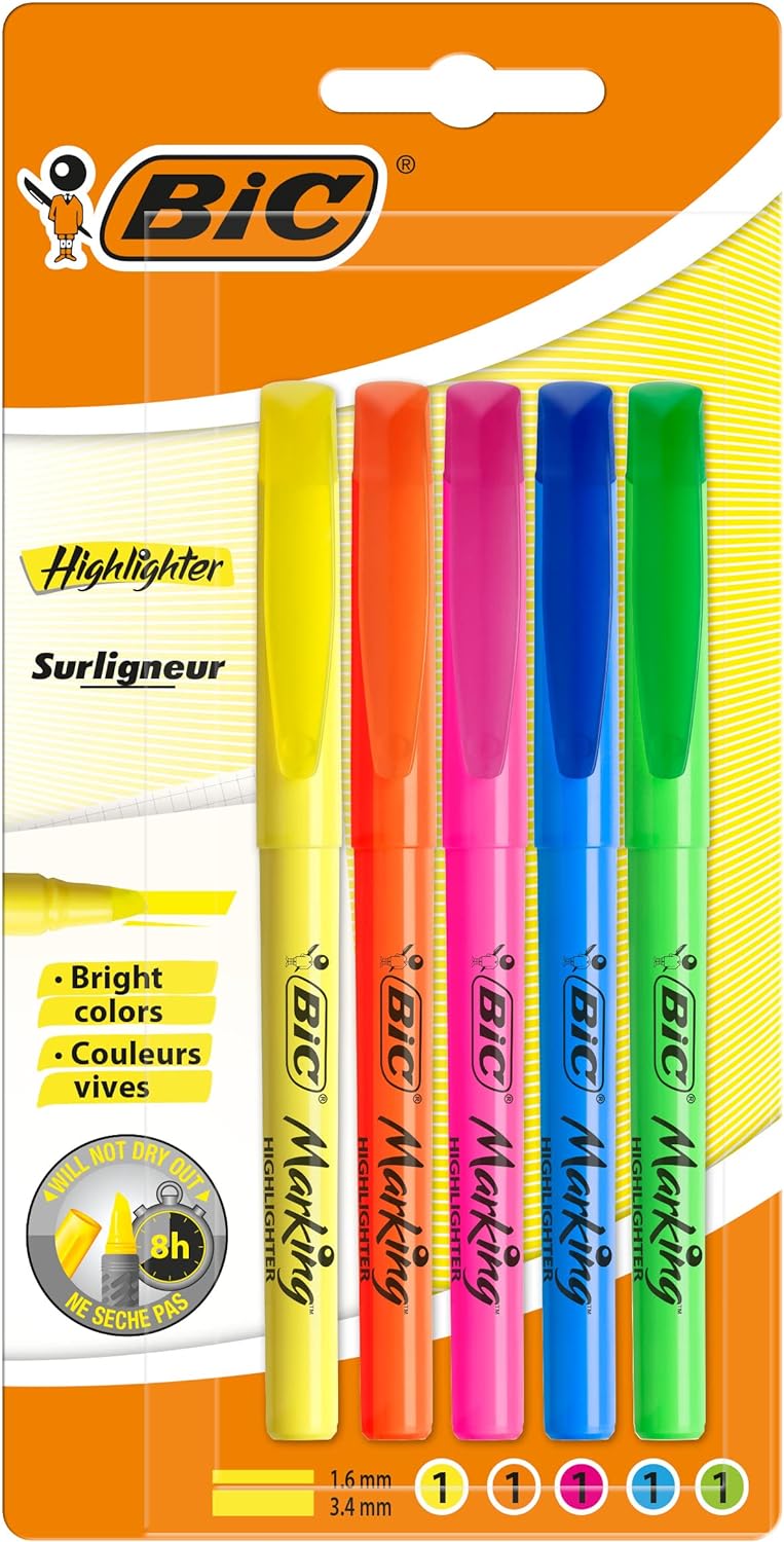 Marking Highlighter Fosforlu Kalem 5'li Blister Karışık Renkler