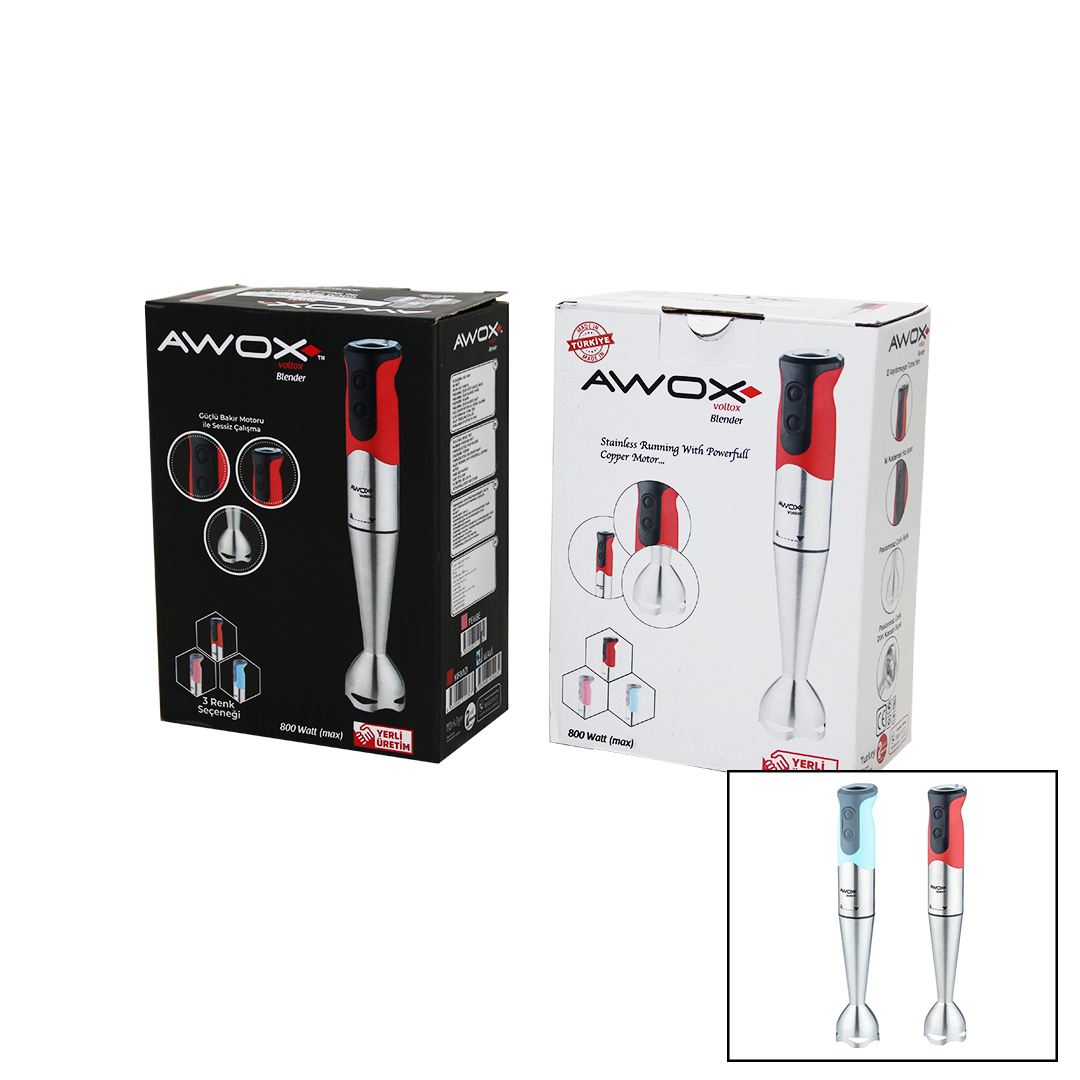 AWOX VOLTOX ELEKTRİKLİ ÇELİK UÇLU ÇUBUK BLENDER KROM - RENKLİ 800W (606)