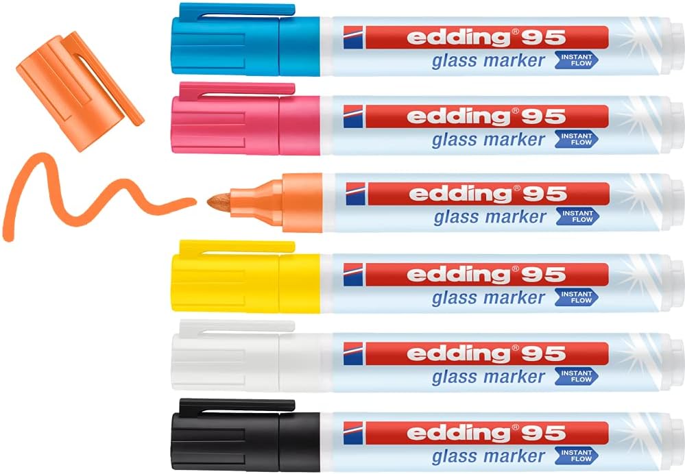 Edding 95 Cam Kalemi - Yuvarlak Uç - 1,5-3mm - 6'lı Set Karışık Renkler