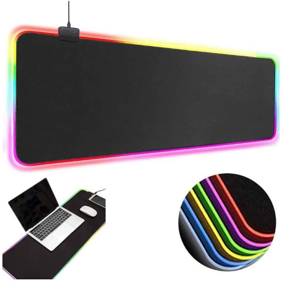 Büyük Oyuncu RGB Mousepad & Klavye Pad Black Rgb Işıklı 80X30cm Pad