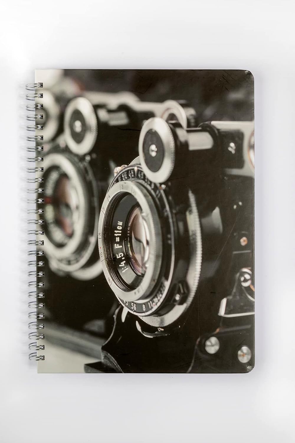 , Lotus 17x24 cm Fotoğraf Makinesi Desenli Sert Karton Kapaklı Defter, 96 Yaprak, Kareli, Double Metal Spiral