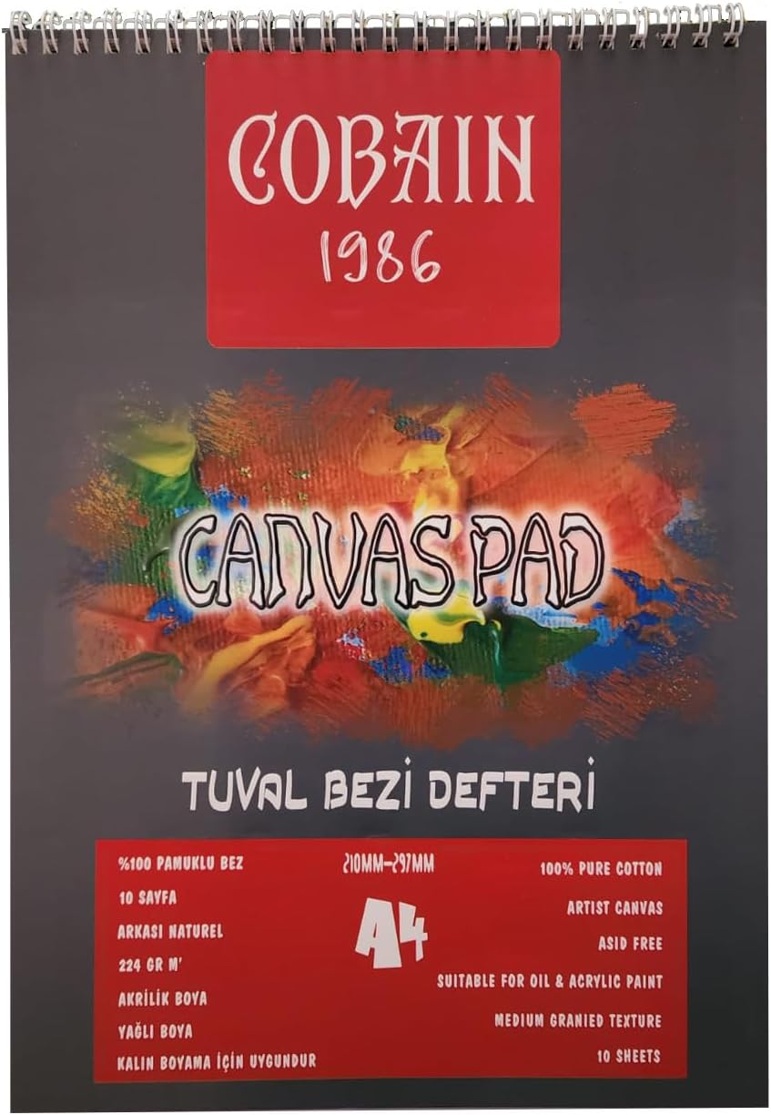 Cobain 1986 Canvas Pad Tuval Bezi Defteri Akrilik, Yağlıboya, Guaj Defteri (A3)