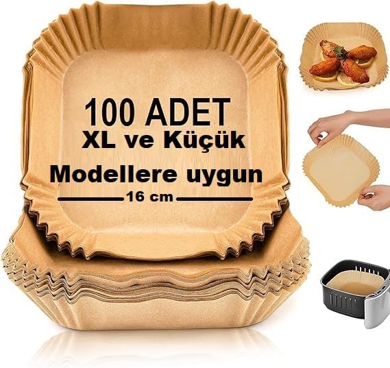 Baker Ticaret Airfryer Pişirme Kağıdı,Xl-Küçük Boy, Kare, 100 Adet Hava Fritöz Parşömen Fırın Kağıdı Tek Kullanımlık Kağıt Fırın Fritöz Pişirme Kızartma Tavası Için Uygun 16 cm