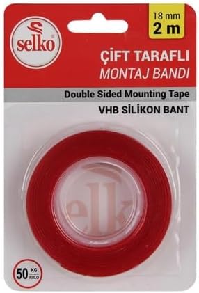 Selko Çift Taraflı Silikon Montaj Bandı 18 mm x 2 m