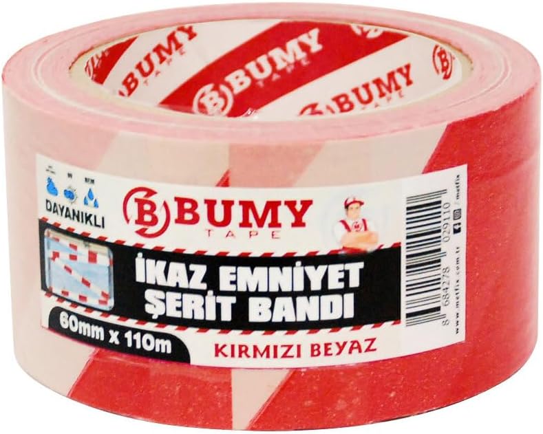 İKAZ EMNİYET ŞERİT BANDI/KIRMIZI - BEYAZ / 60 MM X 110 MT